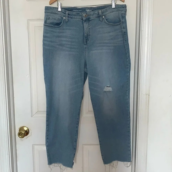 Style & Co. Straight Crop Distressed Jeans - Picture 1 of 4